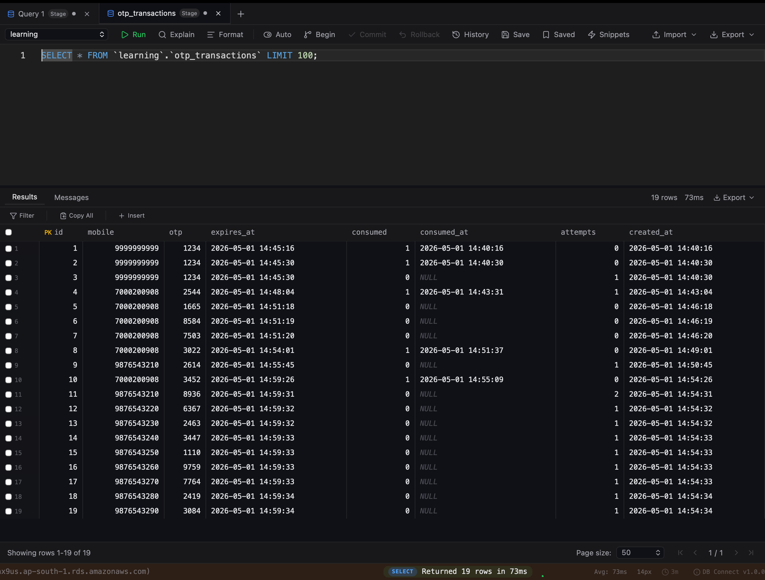 DB Connect - SQL Editor with Query Results